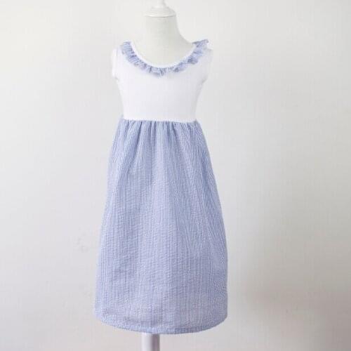 Cute baby birthday party dress lovely girls neck ruffle sleeveless dress children beautiful high quality clothing