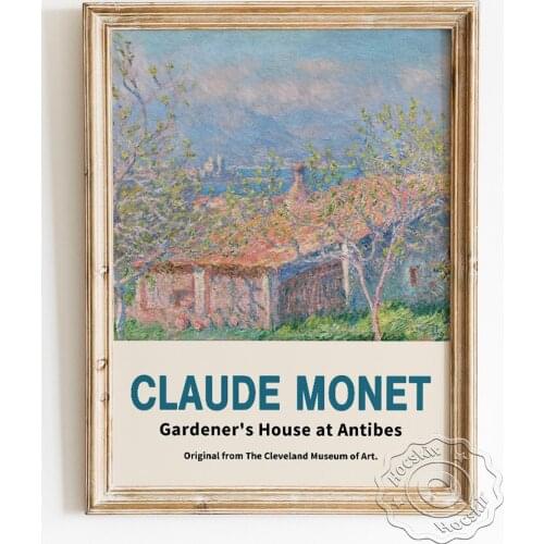 Claude Monet Exhibition Museum Poster, Gardeners House At Antibes Canvas Painting, Graceful Landscape Illustration Home Decor