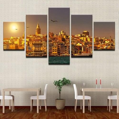 5pcs set diamond embroidery Istanbul Turkey Sunrise landscape diamond Picture Full square round diamond painting cross stitch