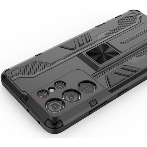Magnetic Kickstand TPU Bumper Armor Shockproof Case For Samsung Galaxy S21 Ultra S21 Plus Hard PC Protective Back Cover Fundas