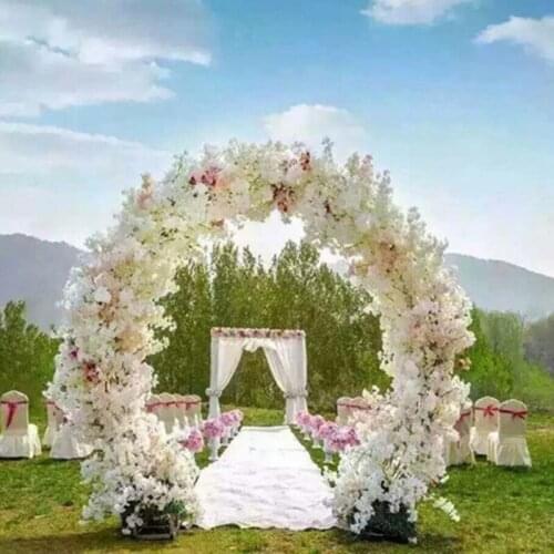 O shape wedding Center pieces Metal Wedding Arch Door Hanging Garland Flower Stands with Cherry blossoms For Wedding Event Decor