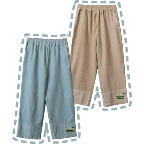 Cute Cake Embroidery Corduroy Pants Womens Loose Trousers Warm Winter Fall Casual Trousers Sweet Girl