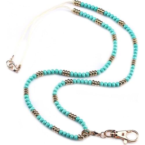 Fashion Green Badge Lanyards with ID Holder Keychain Holder Necklace Lanyards Beads Lanyards for Women Girl