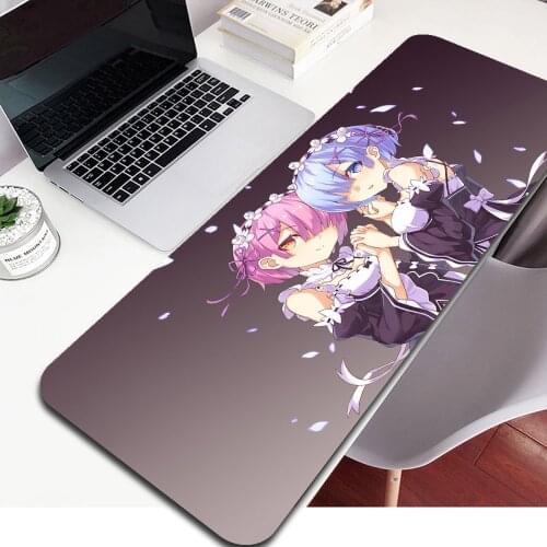 MRGLZY Anime Mouse Pad Rem Re Zero Anime Girl Speed Locking Rubber Mouse Pad Waterproof Gamer Desktop Mousepad XxL Keyboard Mat