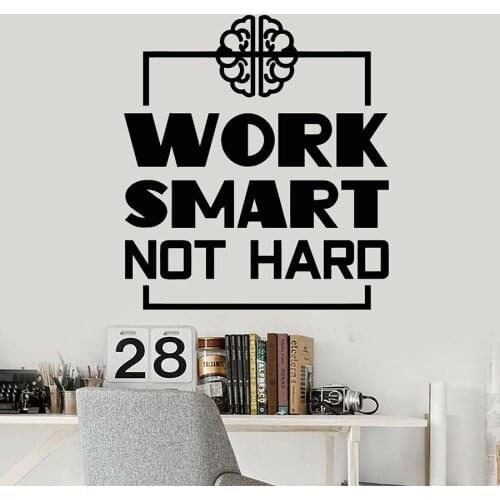Wall Decal Work Smart Not Hard Quote Brain Office Interior Decoration Vinyl Window Art Stickers Removable Creative Mural M367