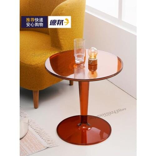 Nordic Minimalist Transparent Small Coffee Table Round Living Room Sofa Corner Table Small Apartment Designer Mobile Coffee Tabl