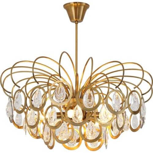 Postmodern Peacock Feather Shape Restaurant Chandelier Creative Personality Crystal Light Luxury Living Room Bedroom Chandelier