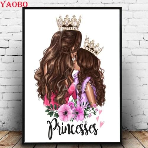 Princess mother and daughter Diamond Painting With Square Rhinestones Diamond Embroidery Cross Stitch Kit Diamond Mosaic Icon