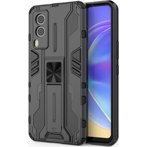 Magnetic Bracket Shockproof Armor Case For VIVO V21E 4G Y73 5G Camera Lens Protection Soft TPU Bumper Hard PC Back Cover Fundas