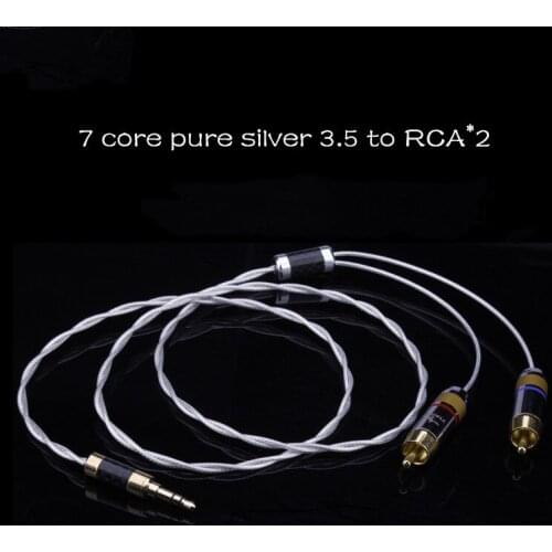 Silver carving sterling silver one point two 3.5MM to 2RCA dual lotus HIFI audio cable
