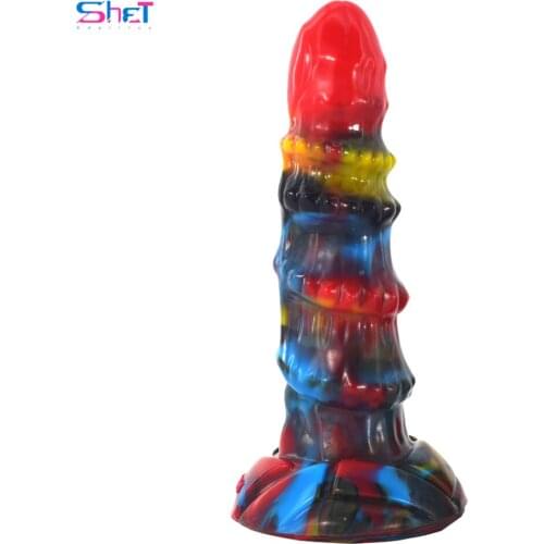 SHET White Tiger Dildo Soft With Suction Cup Anal Plug Sex Toy for Women Coarse Particles Female Masturbation Good for Adult