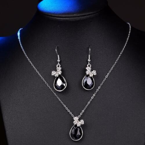 Nigerian Water Drop Cubic Zirconia Wedding Jewelry Sets Inlay Luxury Crystal Bridal Silver Jewelry Set Gifts For Bridesmaids