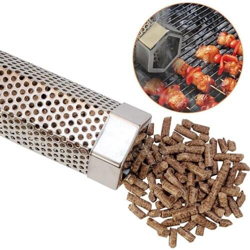 Smoker Tube BBQ Stainless Steel Perforated Mesh Smoker Tube Filter Gadget Generator Pellet Smoking Barbecue Mesh 6 inch 12Inch