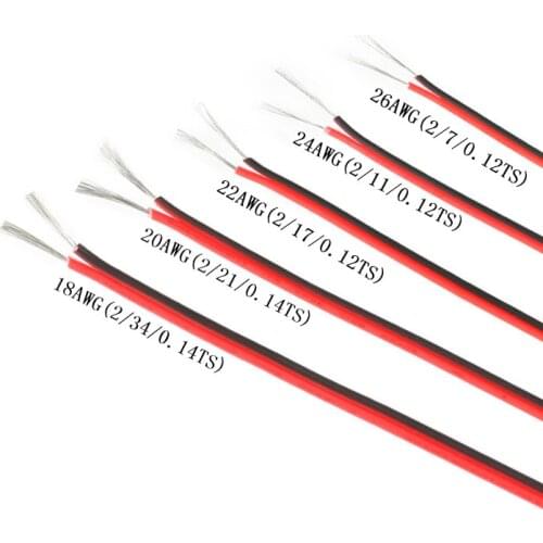 10 Meters Electrical Wire Tinned Copper 18/20/22/24/26 Gauge AWG insulated PVC Extension LED Strip Cable Wire Extend Cord