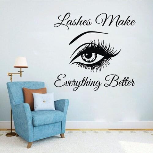 YOYOYU Art Home Sticker Lashes Quotes Wall Decal Beauty Salon Bedroom Make-up Room Decorative Home Decoration Poster ZX438