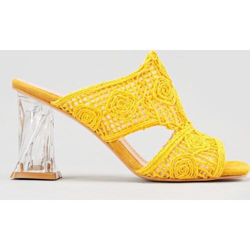 Limoya Women Powder Mesh Embroidered High-Heeled Slippers 'Turkish' Quality 2021 Fashion Design Season Comfort Fast Shipping