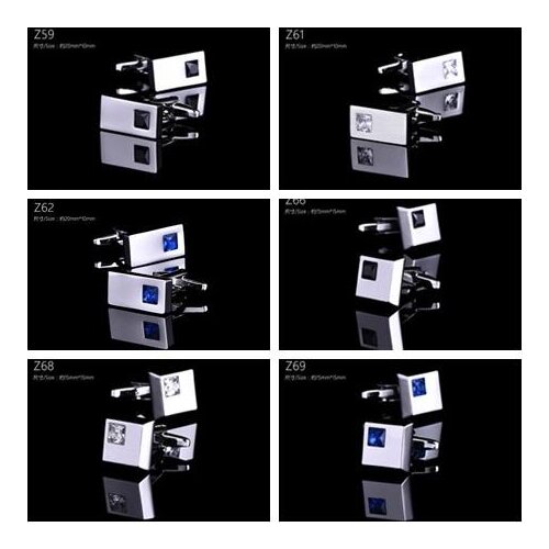10pairs/lot Classic Silver Square/Rectangle Crystal Cufflinks Copper Business Style Cuff Links Mens Jewelry Gift Wholesale