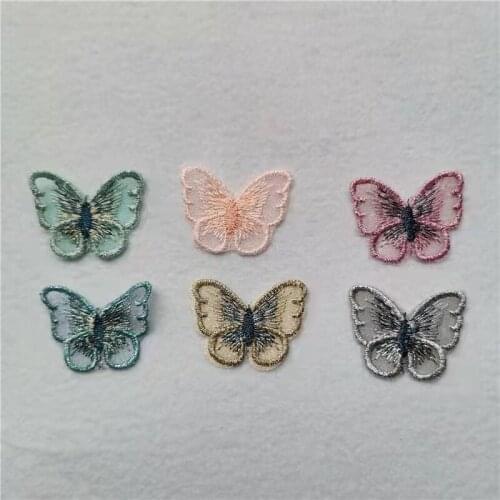 10pcs/Lot 3.5x2.5 Cm Organza Butterfly Embroidery Patch Sewing Clothes Accessories Handmade Diy Children Girl Hairpin Decoration