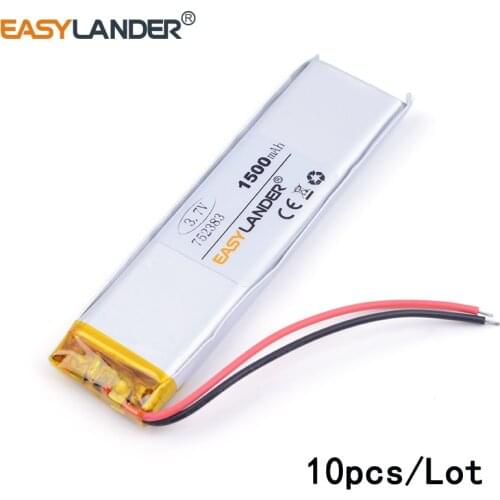 10pcs/Lot 752383 1500mah 3.7v lithium Li ion polymer rechargeable battery DIY mobile emergency power E-book tablet pc power bank