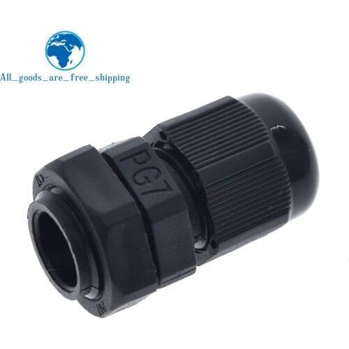 10pcs PG7 Black Waterproof Plastic Nylon Cable Gland Connectors Joints
