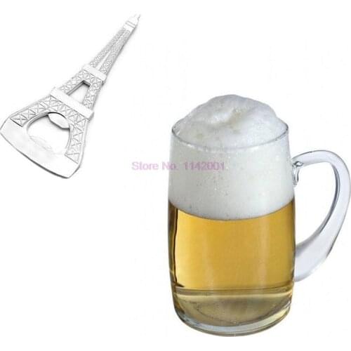 100Pcs/Lot Creative Eiffel Tower Shape Beer Wine Opener Chrome Can Beer Bottle Opener Kitchen Bar Tools for Wedding Party Gifts