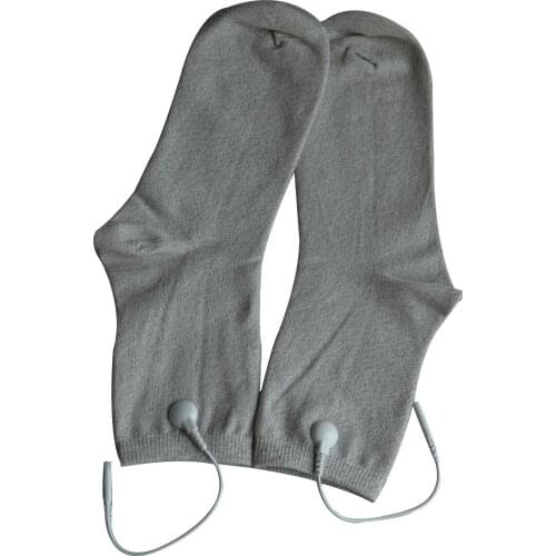 2Pairs/Pack Breathable Conductive TENS Massage Sock For TENS/EMS Physical Massage Anti-static/Anti-skid Silver Fiber Socks