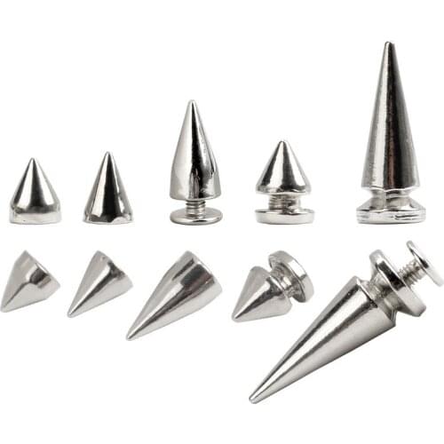 20 Pcs Silver Clothing Metal Conical Spikes Pins With Screwdriver Rivet Leather Craft DIY Bag Shoes Decoration Punk Rock Spots