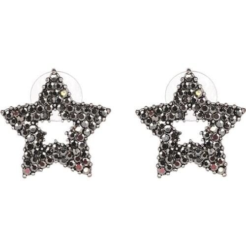 2017 Womens fashion star shape brandNew sweet geometric with gems stud crystal shining lovely cute earring for women girls