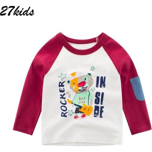 27kids Baby Boys T Shirts Autumn Long Sleeve Tops Kids Dinosaur Cotton Sweatshirt Children Boys Shirts Clothing Boys Clothes