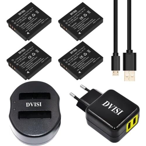 4pcs CGA-S005 S005 CGAS005 Rechargeable Battery+USB Dual Charger for PANASONIC DMW-BCC12 DMC-FX8 FX9 FX10 FX12 FX50 FX150 LX1