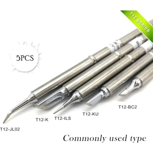 5Pcs/SET T12-ILS T12-JL02 T12-KU T12-K T12-BC2 Solder Iron Tips T12 series Welding head commonly used