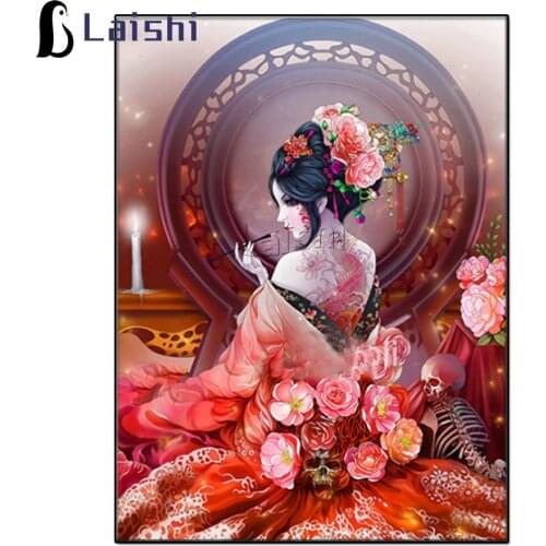 5D diy Diamond Painting Japanese Geisha Woman Flower Full Square Round Drill Diamond Embroidery Diamond Mosaic Home Handmade