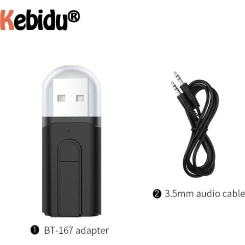 Kebidu 2in1 Bluetooth5.0 Stereo Audio Receiver Transmitter AUX RCA USB 3.5mm Jack For TV PC A2 Car Kit Adapter support TF card