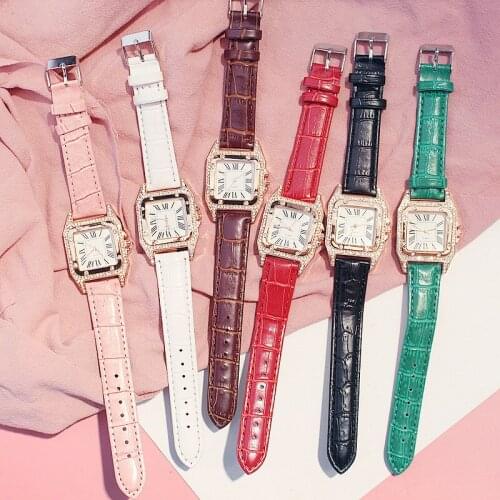 Women Waterproof Quartz Watch Simple Diamond Pin Buckle Square Wrist Watches Trendy Ladies Casual Wristwatch Clock