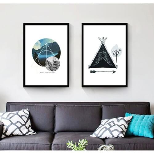 HAOCHU Nordic Decorative Canvas Painting English Black and White Wall Posters Abstract Graphics Deers Leaves Paintings