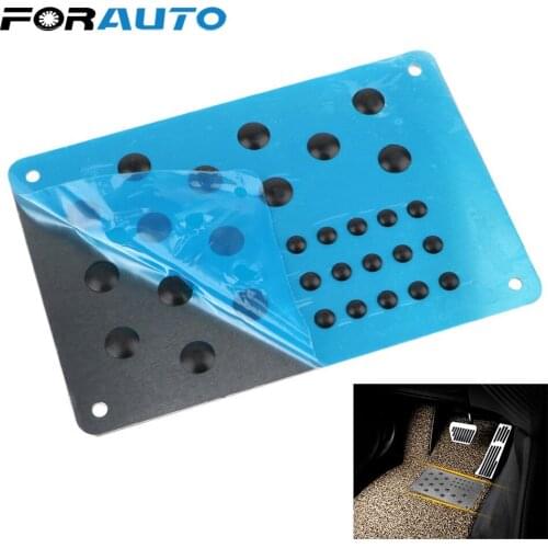 FORAUTO Car Floor Mat Foot Heel Scuff Plate Non-slip Carpet Patch Auto Alloy Plate Anti-skid Pad Silver Universal Car-styling
