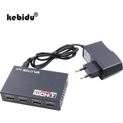 Kebidu 1 in 4 out 4 Port Hdmi-compatible Hub Repeater Amplifier 1.4 3D 1080p With Power Supply Long Distance Transmission