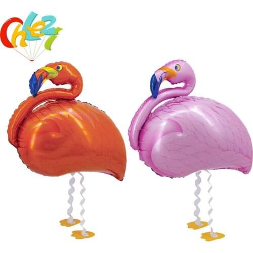 2pcs Flamingo Walking Balloons Pink Orange Standing Animal Helium Balloon Wedding Decor Birthday Party Decoration Baby Shower