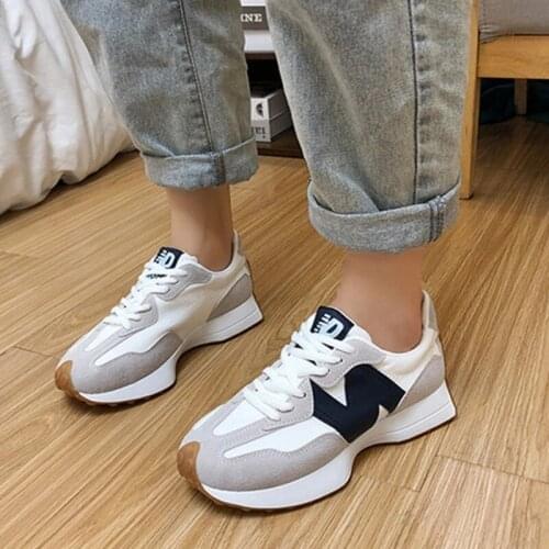 2021 Women Thick Sole Vulcanized Shoes Ladies Casual Daddy Shoes Female Lace Up Patchwork Sneakers Womens Walk Sports Flat