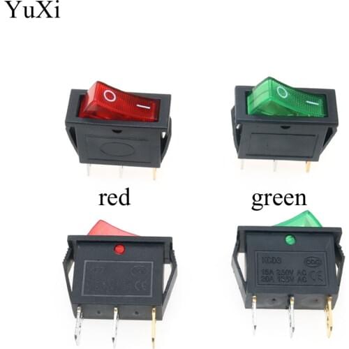 YuXi KCD3 Rocker Switch With LED Light 16A 250V / 20A 125V AC 3 Pin 2 Position ON-OFF Electrical equipment Power switch 14x31mm