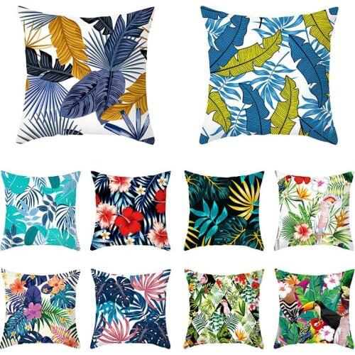 Summer Plant Leafs Cushion Cover 45X45 Color Polyester Pillow Cover Animal Flowers Decorative Pillowcase Sofa Cushion Home Decor
