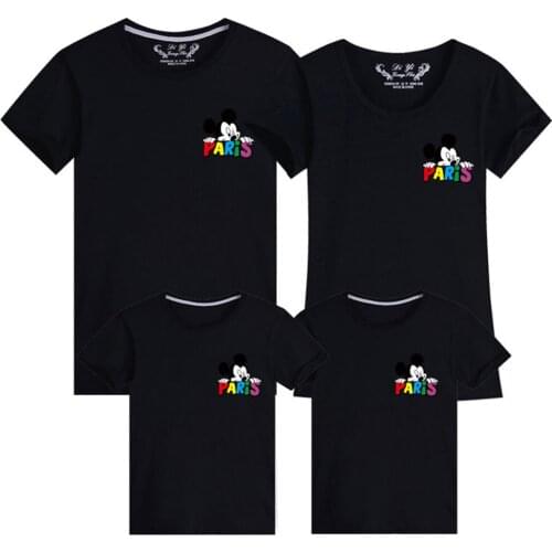 Fashion Disney Family Matching Clothes Mommy And Me Tshirt Mickey Mouse Cartoon Short-sleeved Kids Girls Boys Clothes Dropship