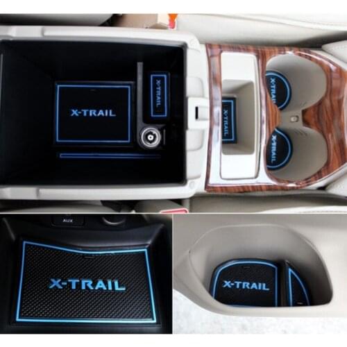 For Nissan X Trail-X Trail T32 Rogue 2017 Port Slot Pad Non-Slip Cup Mats Anti Slip Groove Door Mat Car Accessory Accessoires