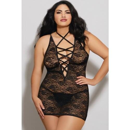 New Erotic Pajamas Sexy Women Lingerie Hot Costumes Underwear Babydoll Sexy Lingerie Porno Plus Size Sex Wave point Dress