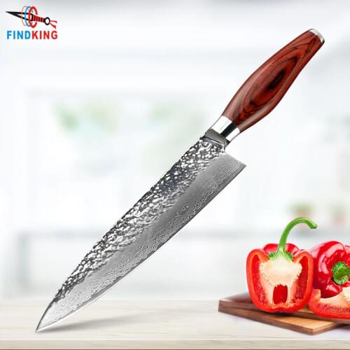 FINDKING new damascus steel blade color wood handle stone shape 8 inch damascus knife chef knife 67 layers damascus steel knife