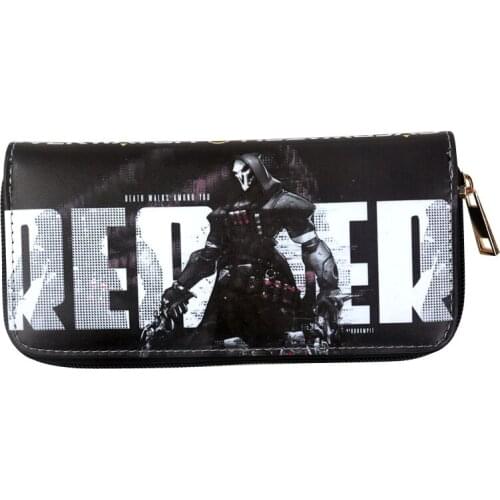 Overwatch long wallet men Game Hero Reaper /Mercy/Soldier76/Mccree/Genji/Symmetra/Hanzo/D.Va zipper Clutch wallet Card Holder
