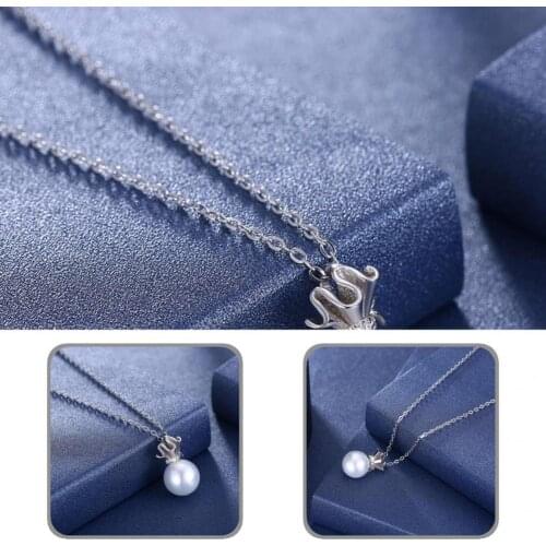 Temperament Cubic Zirconia Flower Women Necklace Imitation Pearl Ladies Necklace Polished Process for Party