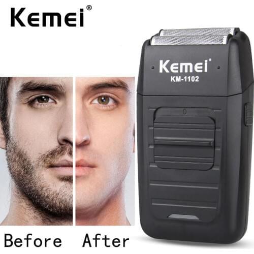 Kemei KM-1102 Rechargeable Cordless Shaver for Men Twin Blade Reciprocating Beard Razor Face Care Multifunction Strong Trimmer
