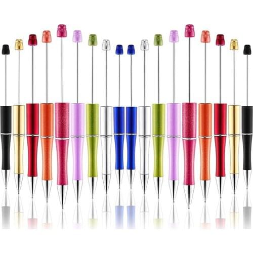Plastic Beadable Pen Bead Pens Ballpoint Pen Ball Pen for Kids Students Presents Office School Supplies, 20Pcs