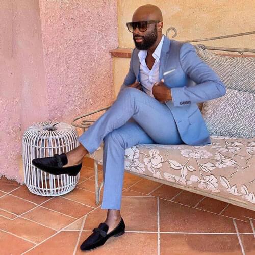 Casual Blue Suits Men 2020 Latest Design Business Man Blazer 2Piece trajes de hombre Costume Homme Man Attire Terno Masculino